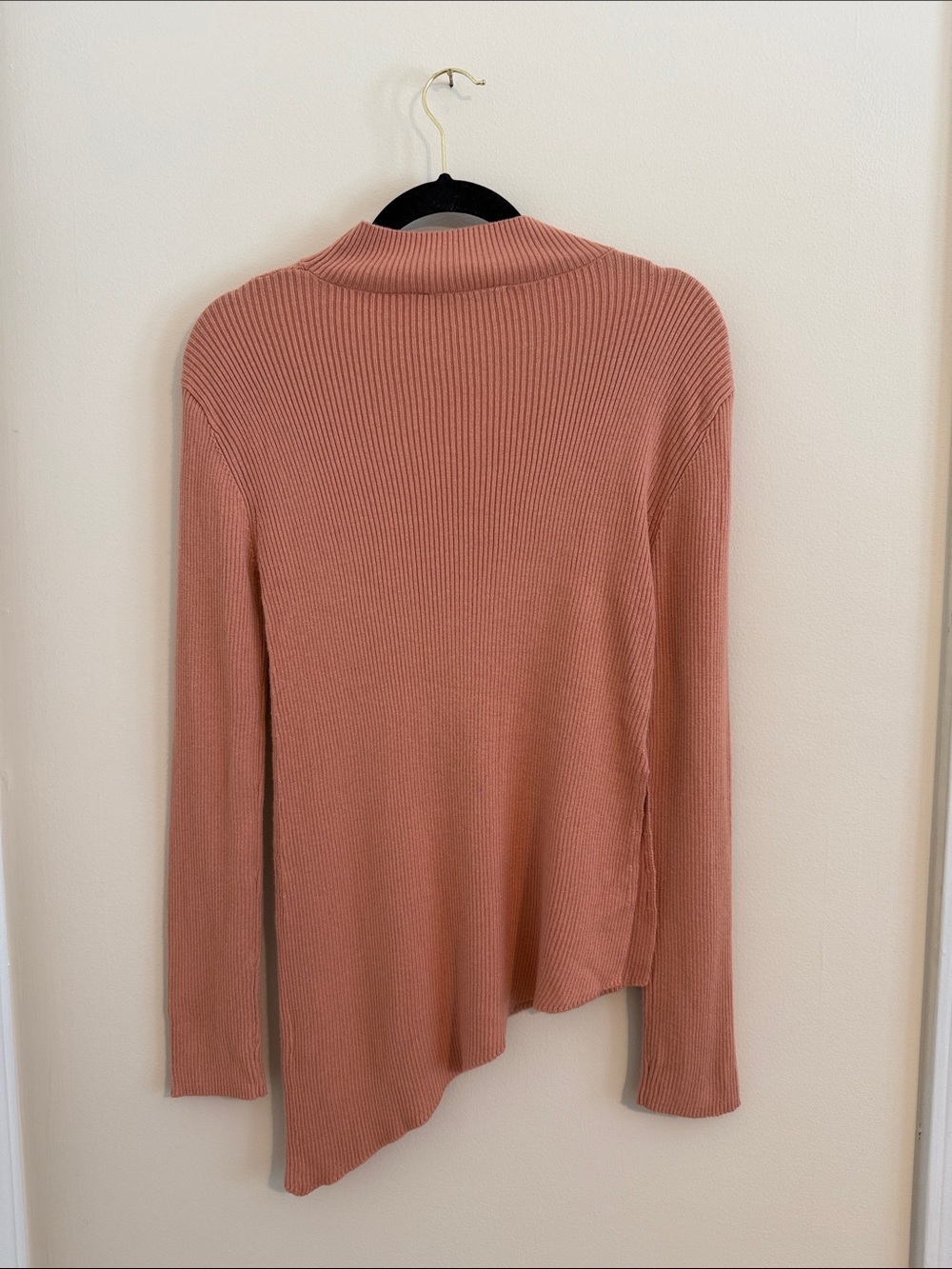 Zara Women Asymmetric Knit Mock Neck Sweater Long Sleeves // Medium - Picture 4 of 12